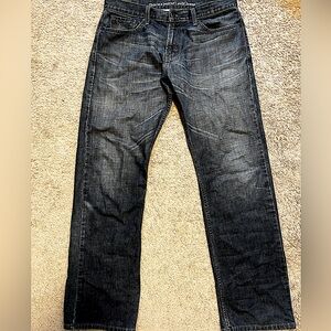 11 inch leg opening white tag levis, heavy denim with green and grey stitching